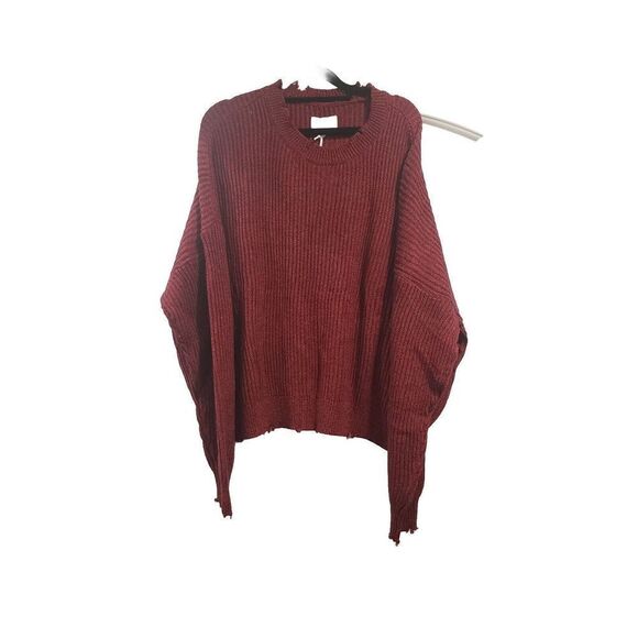 Pistola Distressed Cotton Crew Neck Pullover Sweater in Cherry Black Marl XL - Picture 4 of 11